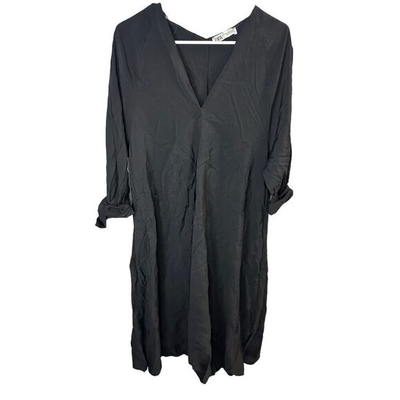 ZARA VOLUMINOUS LONG DRESS BLACK - REF. 5216/270 XS-S $119 - Picture 7 of 14